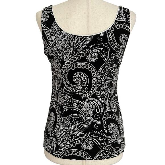 ALEX EVENINGS 2PC JACKET And TANK SET Sz M BLACK WHITE SILVER Cocktail Party - Picture 4 of 11